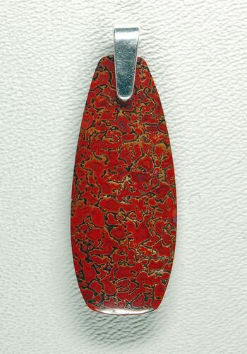 Red, Agatized Dinosaur Bone (Gembone) Pendant #84755